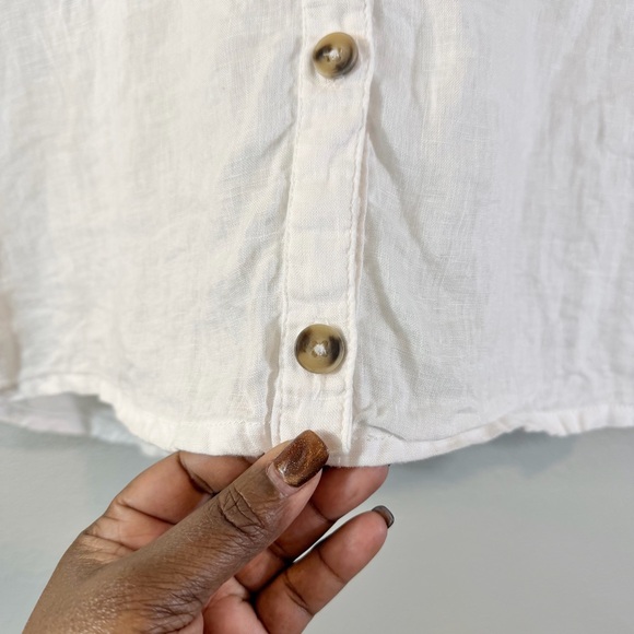 Anthropologie Pilcro White Linen Boxy Shirt XS Oversized Button Front Minimalist - Picture 4 of 8